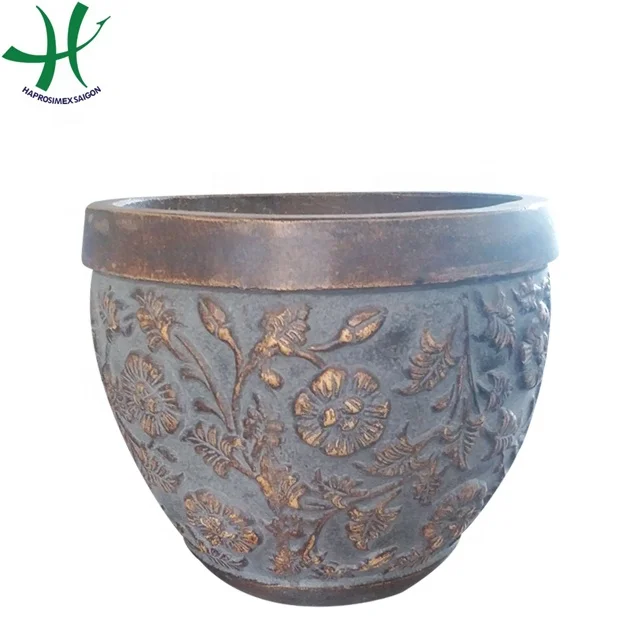 Creative Coop Terracotta & Cement Flower Planter Pot For Home