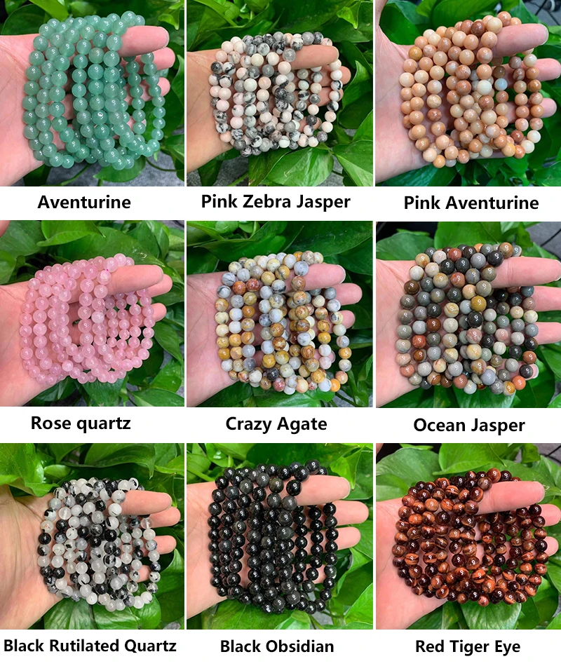 Wholesale Crystal Stone Bracelets Rose Quartz Amethyst Clear Quartz ...
