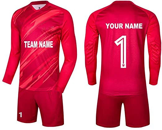 Kids Boys Soccer Jersey Padded Football Shirt Uniform Goalkeeper