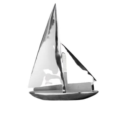 Aluminium Sailing Boat Dingy Yacht Sculpture Model Ornament 2 Sizes Available 