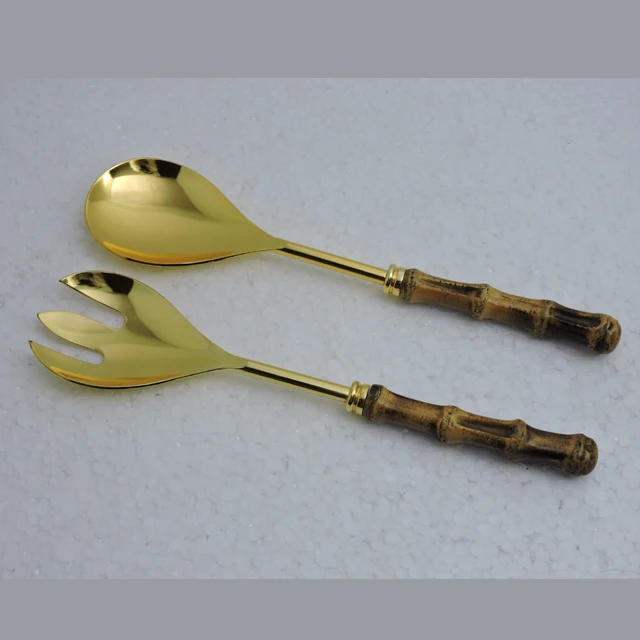Салатный сервер из смолы и дерева с позолоченной ручкой новейшего дизайна для Бытовых Кухонных столовых приборов Роскошный Глянцевый Золотой салатный