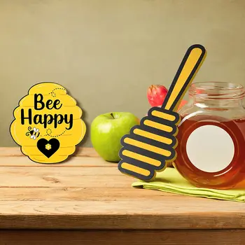 7 Pieces Honey Bee Tiered Tray Decor Wooden Bumble Bee Shelf Sitter Wood Signs Bundle Rustic Farmhouse Decoration for Spring Summer Home Kitchen