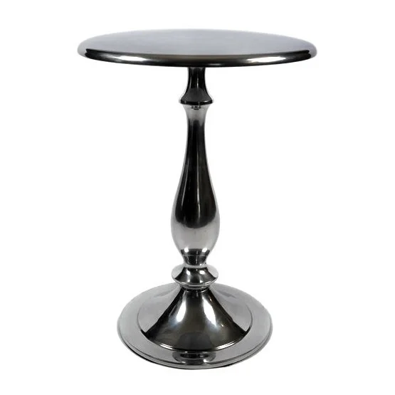 Metal Cast Aluminium Bar Table Round Shaped Home Garden Standing Silver Coffee Table For Hotel