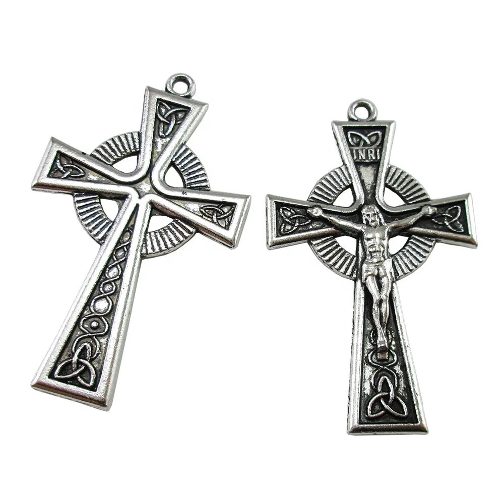 Antique Silver Religious Inri Celtic Crucifix