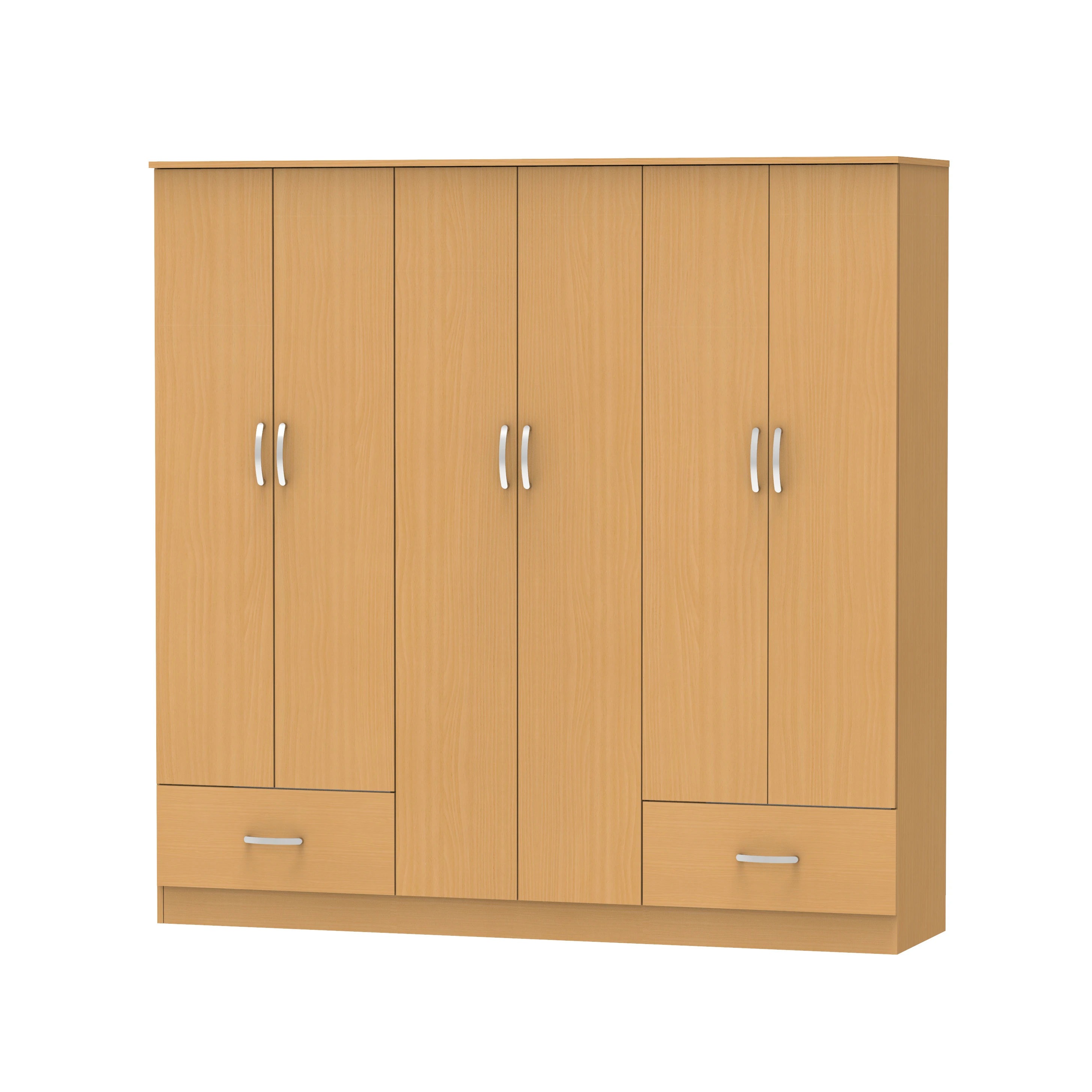 Super Big Capacity Simple Look 6 Door 2 Drawer Wardrobe Suitable for Couple Made in Malaysia 1216