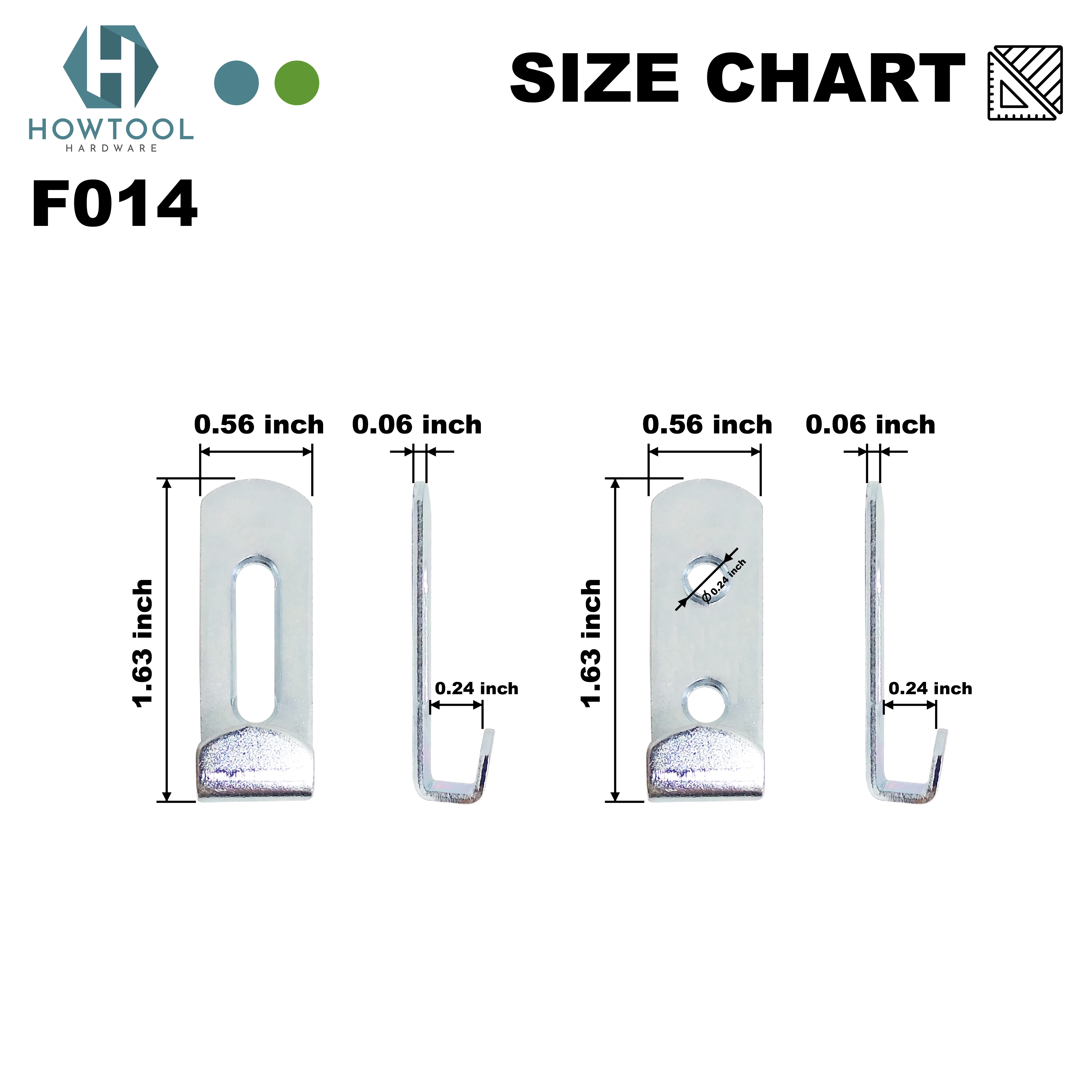 HOWTOOL F014 Heavy Duty Offset Hidden Metal Mirror Hanger Clip with Screws Zinc