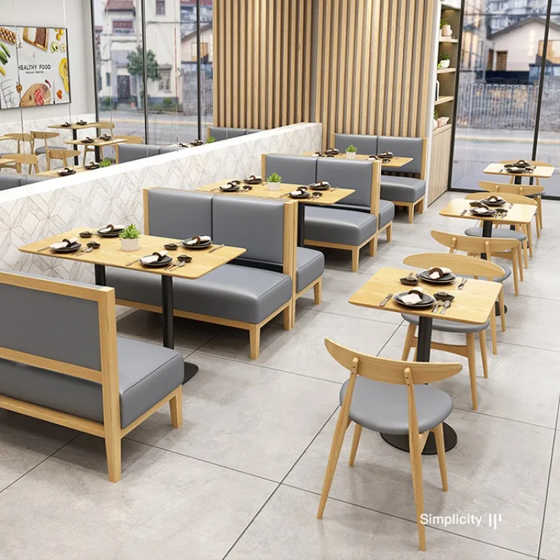 Design Restaurant Sofa Booth Seating Cafe Commercial Furniture Wooden Chair Restaurant Set Factory Wholesale Price Modern Foshan