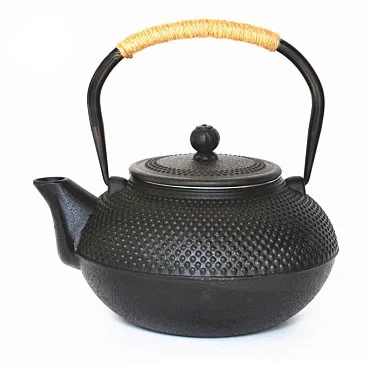 Classic Kung Fu Japanese Cast Iron Hobnail Teapot Enameled Tea Kettle Hemp Rope Handle Stocked Home Tea Brewing 650ml