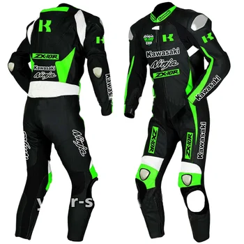 Customized Kawasaki Racing Leather Suit Motorcycle MotoGp Leather Kawasaki Ninja Leather Motorcycle Suit