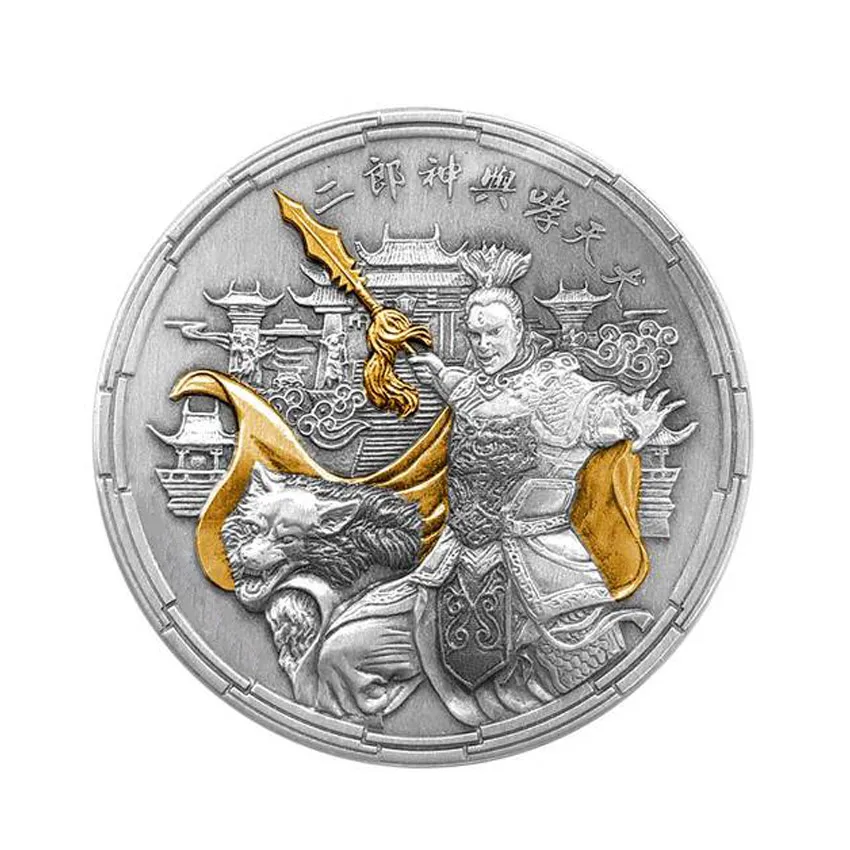 Custom Two Tone Plated Silver and Gold Buddha Commemorative Coin