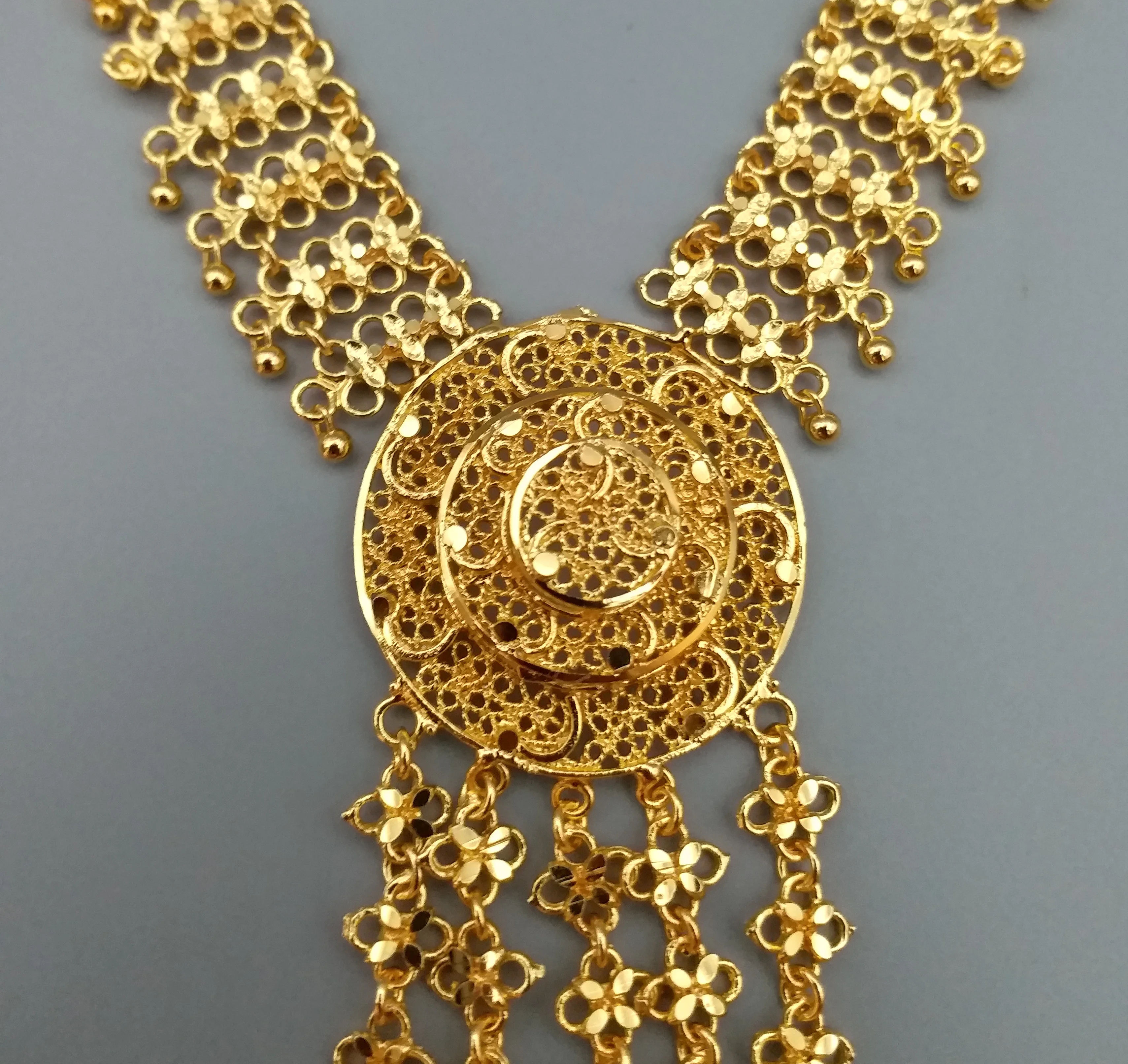 Long Traditional Gold Plated Necklace 