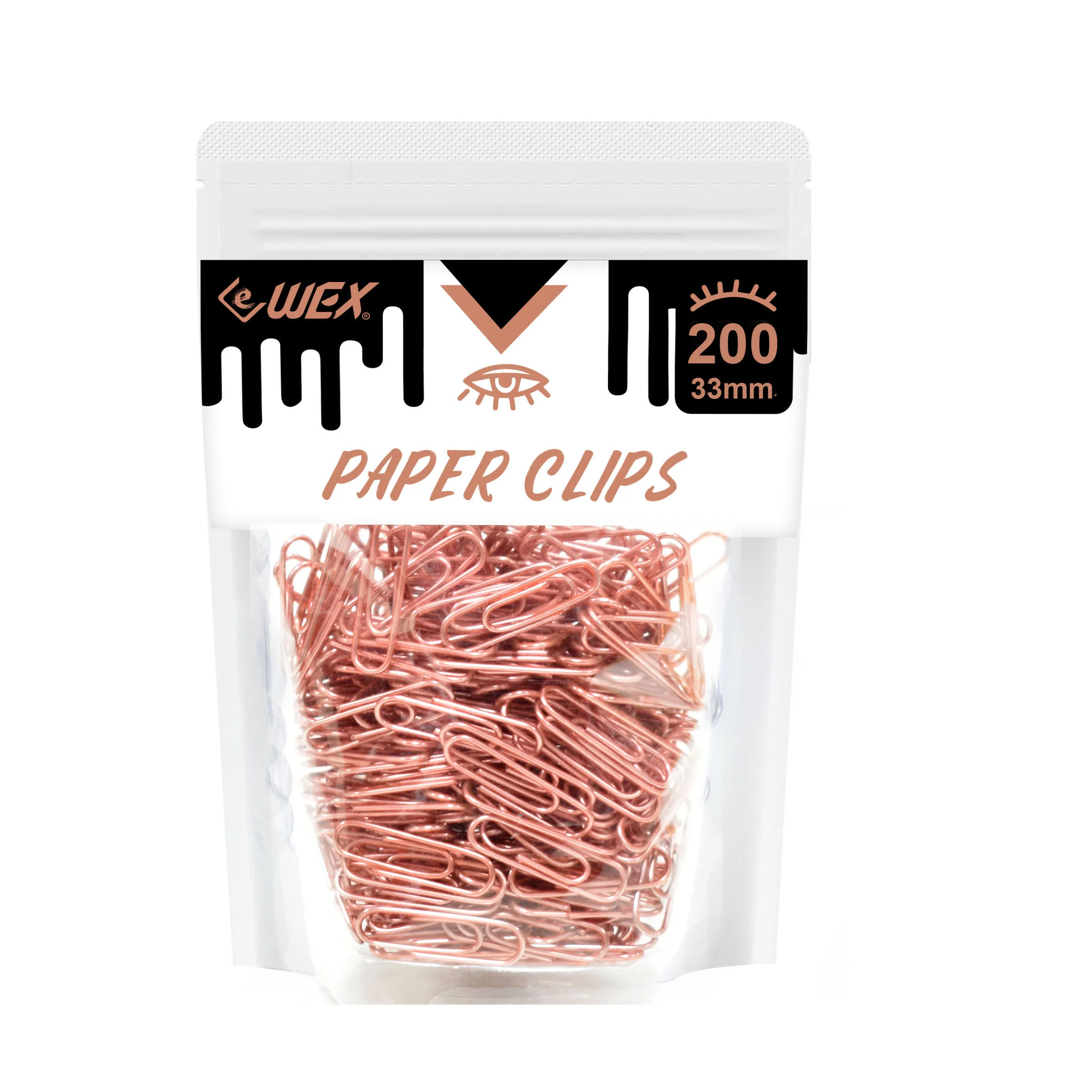 Самые популярные в Японии, розовое золото, 100 шт., виниловое покрытие, 50 мм, в упаковке с застежкой-молнией, зажимы для бумаги