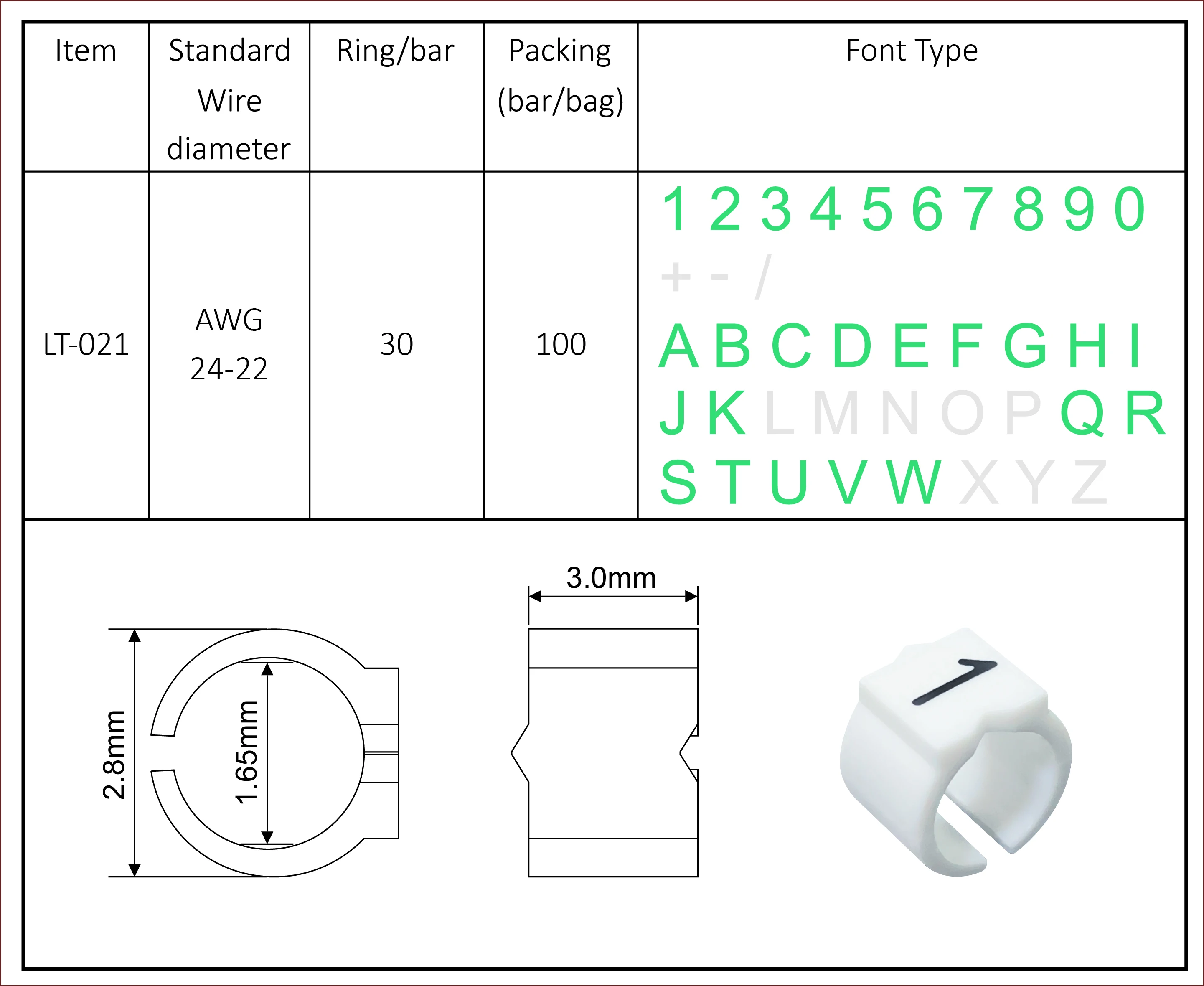 Awg 24-22 Pom Lt 021 Clip On Outdoor C Type Network Tags Wire Accessory ...