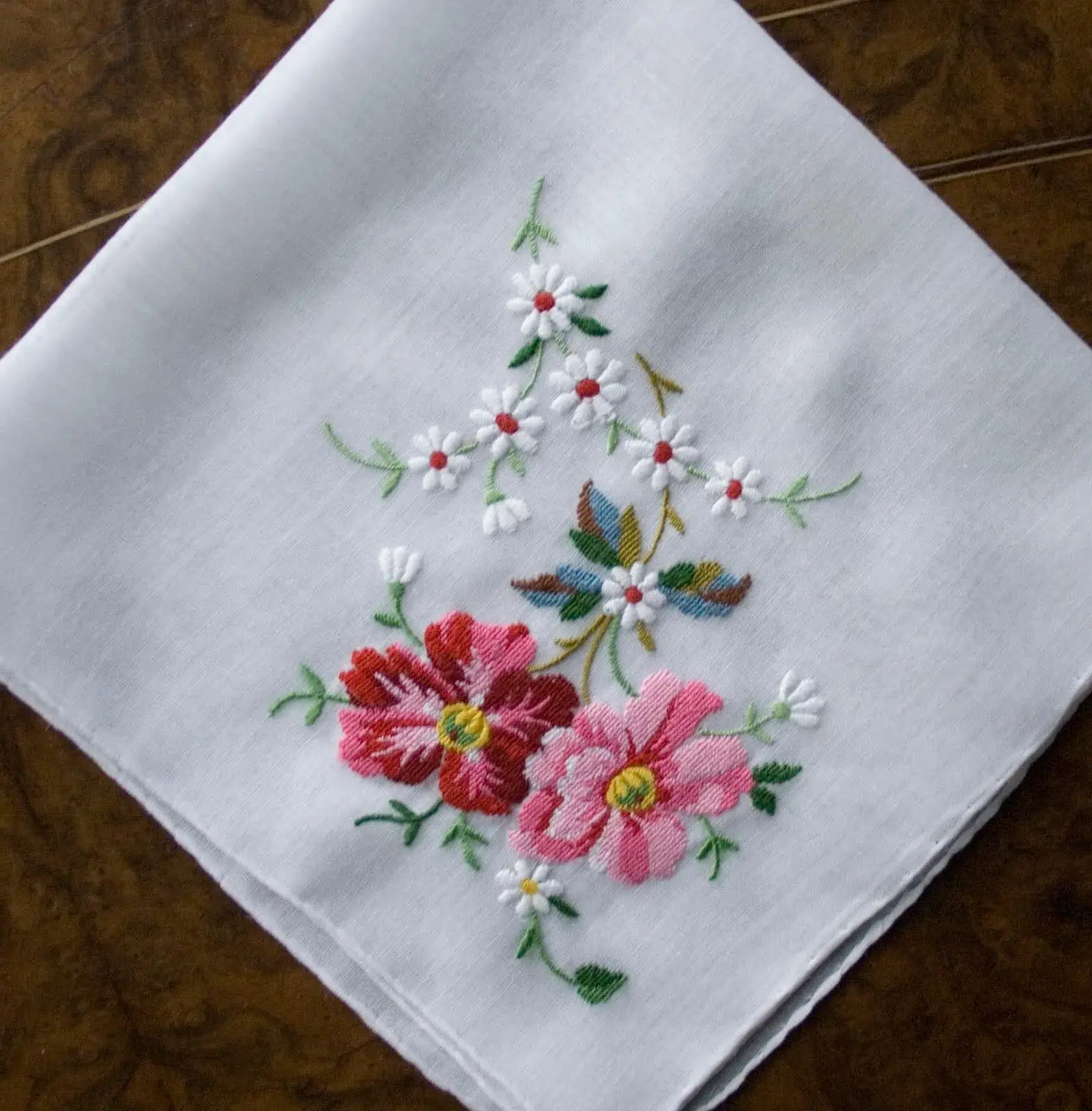 Mouchoirs Femme Mouchoirs En Pur Coton Pour Femmes, Tissu Fleuri