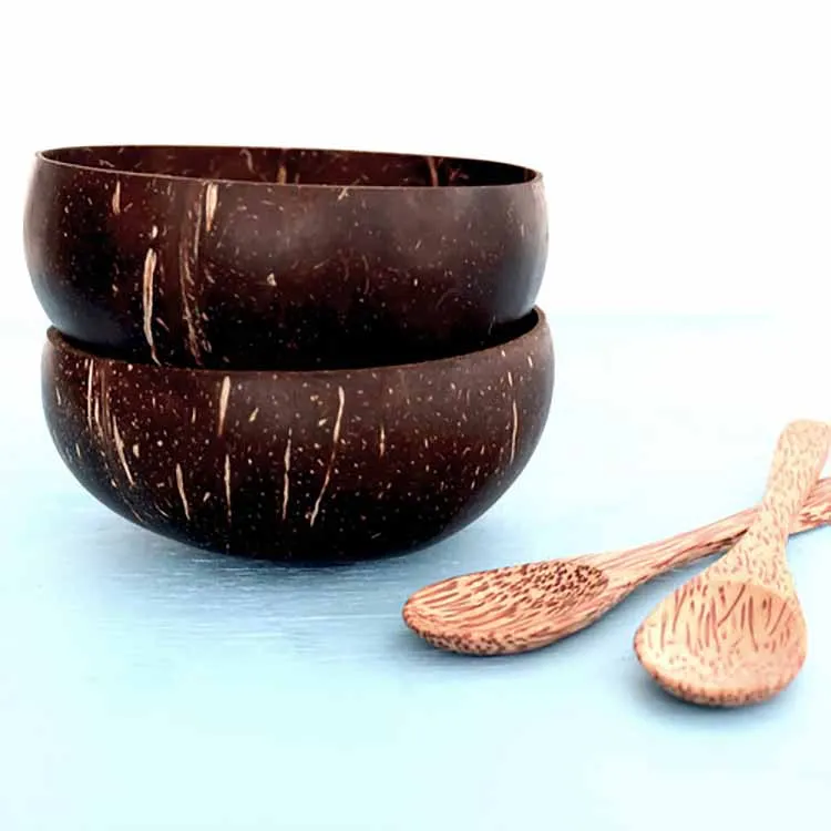 Wholesale Customized Round Tableware Set Thailand Coconut Shell Bowl for Baby and Kitchen Use for Ice Cream Serving