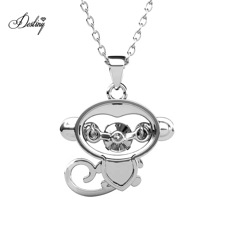Adorable Silver Funny Monkey Necklace – Lucky Charm Pendant With 18-Inch Chain