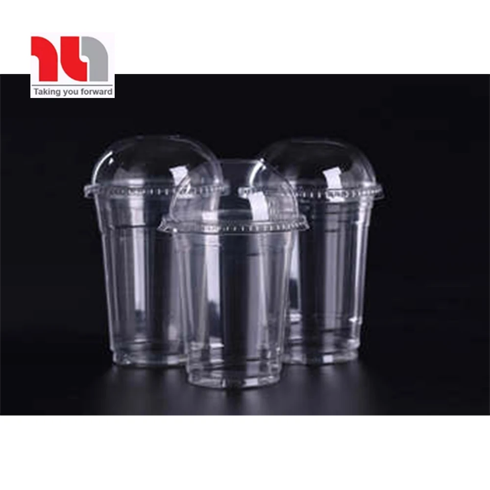 Disposable plastic Transperent juice cup with lid