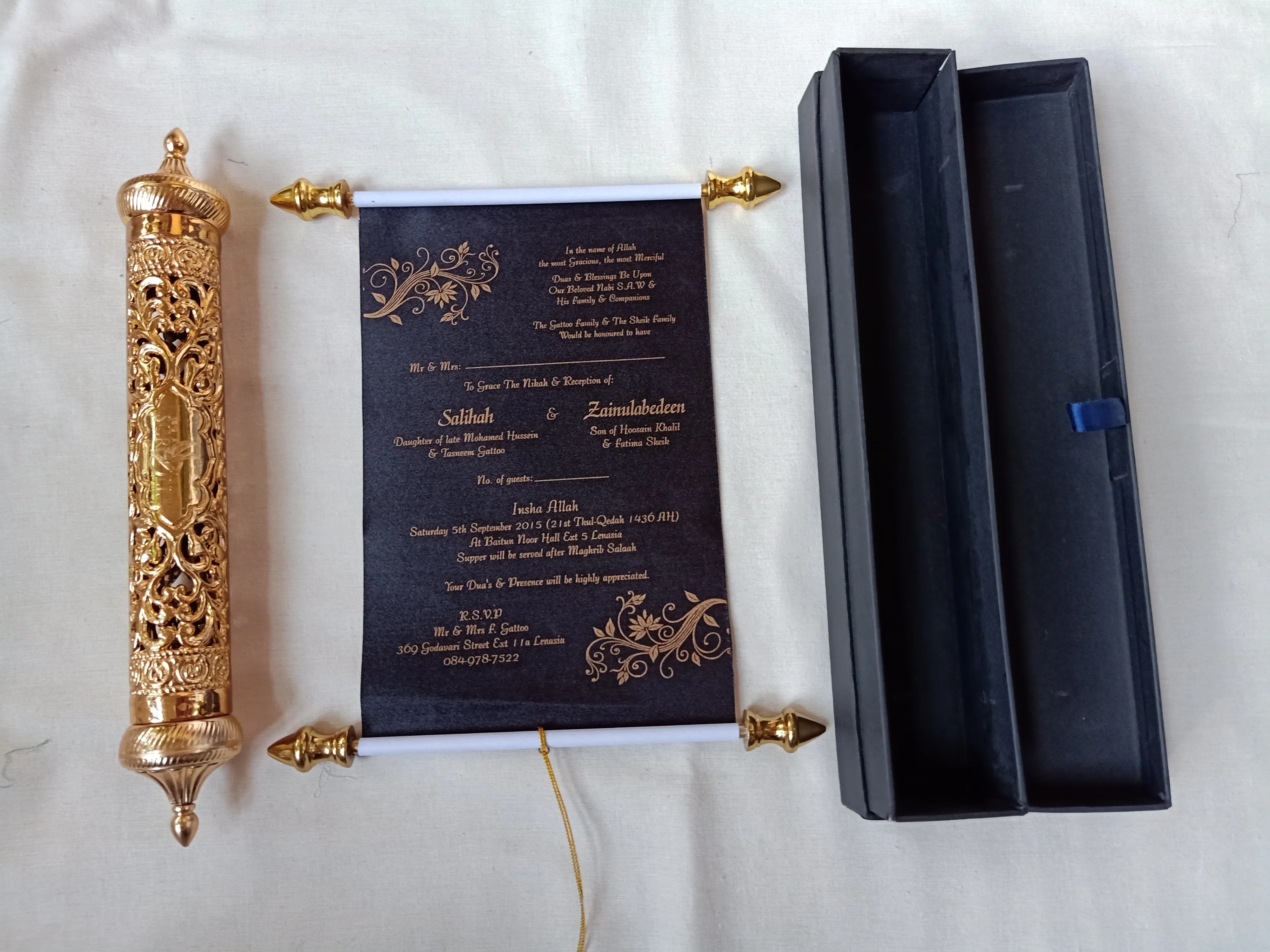 Velvet Scroll Invites Suitable for bar Mitzvah celebrations Also Available With Velvet Fabric Covered Boxes