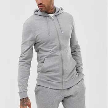 Men zipper up fashion fleece hoodie sweatpants tracksuits wholesale price slim fit custom made tracksuits sets