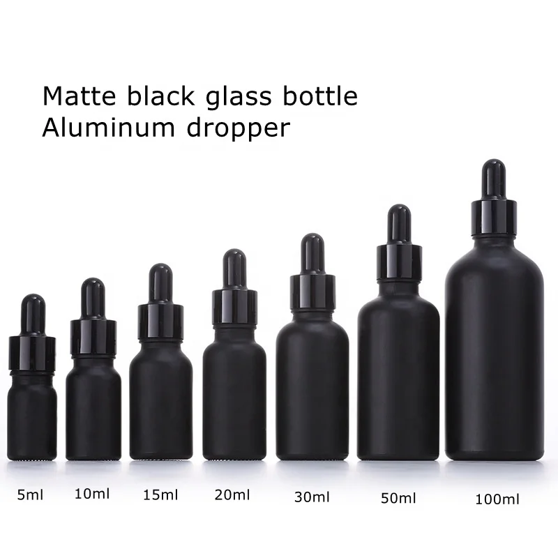 Matte Black Glass Bottle 100 Ml 50 Ml 30 Ml Frosted Black Glass Bottle ...