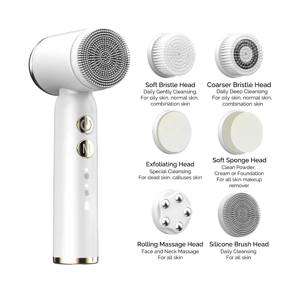 Electric LCD Display Screen Facial Scrub Brush Vibrating Silicon Face Massager Cleansing Brush Skin Clean Beauty Device