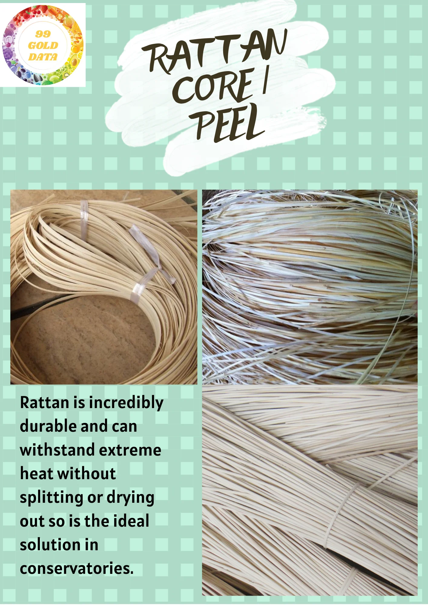 Natural Round Rattan Core Rattan Peel Medium Sand Rattan Cane