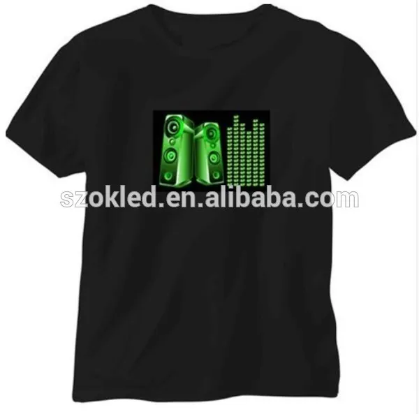 T-shirt Homme à LEDs Clignotantes Activé Par Le Son - Pour Fête, Discothèque, Soirée - Noir