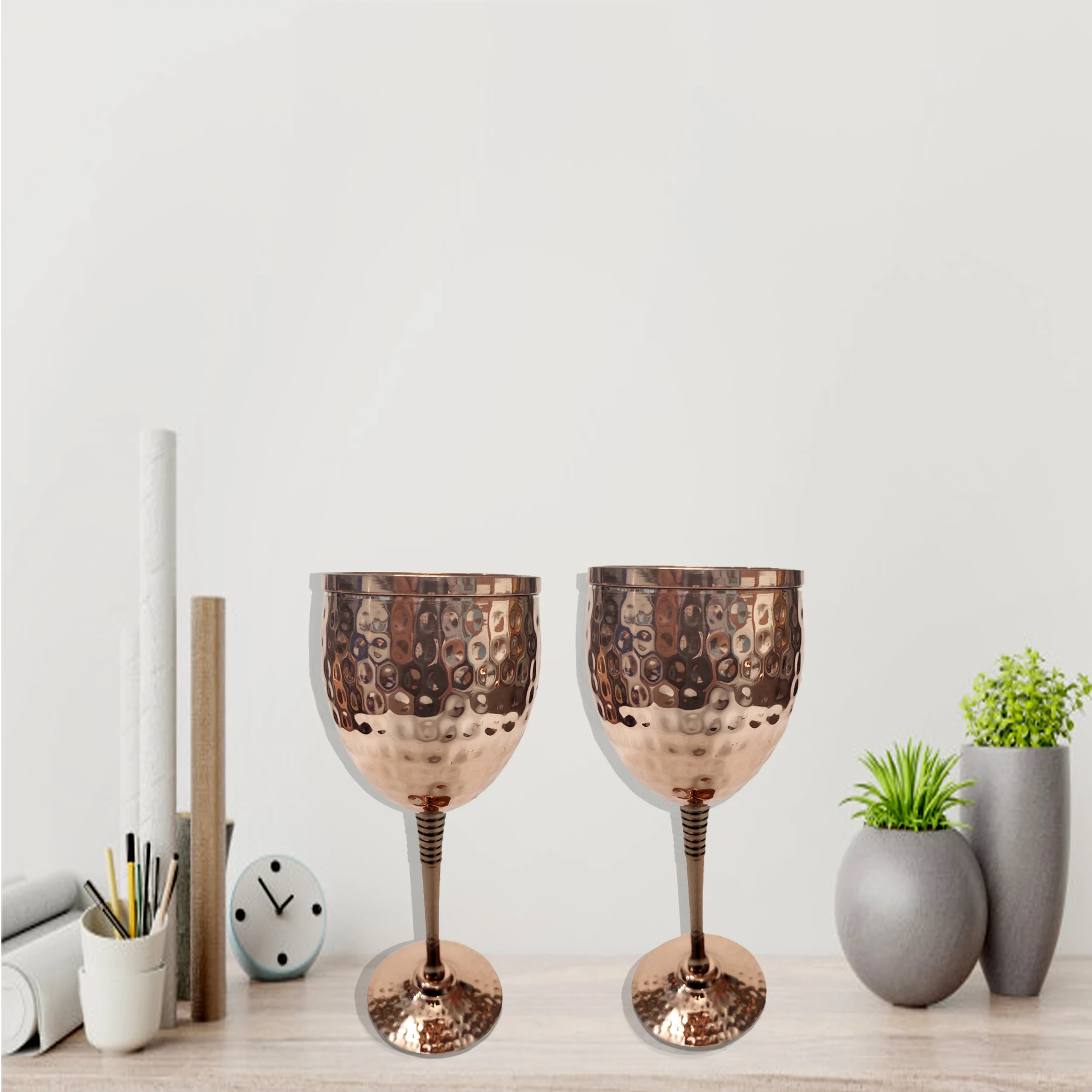 Luxury Copper Wine Goblet 11oz Gleaming 100 Solid Embossed Goblet
