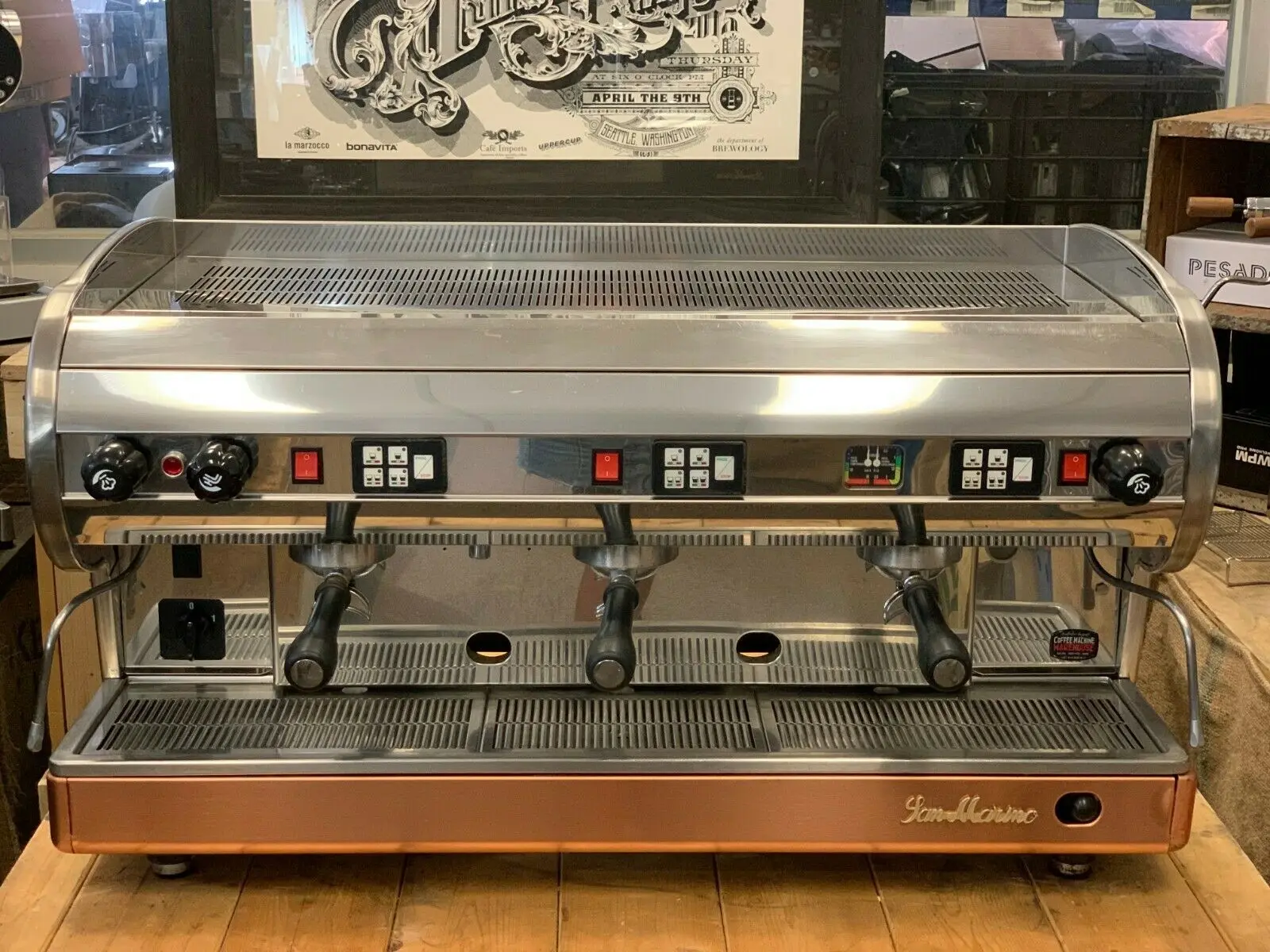 3 группы нержавеющая латунь основание Espressso кофе машина Коммерческая