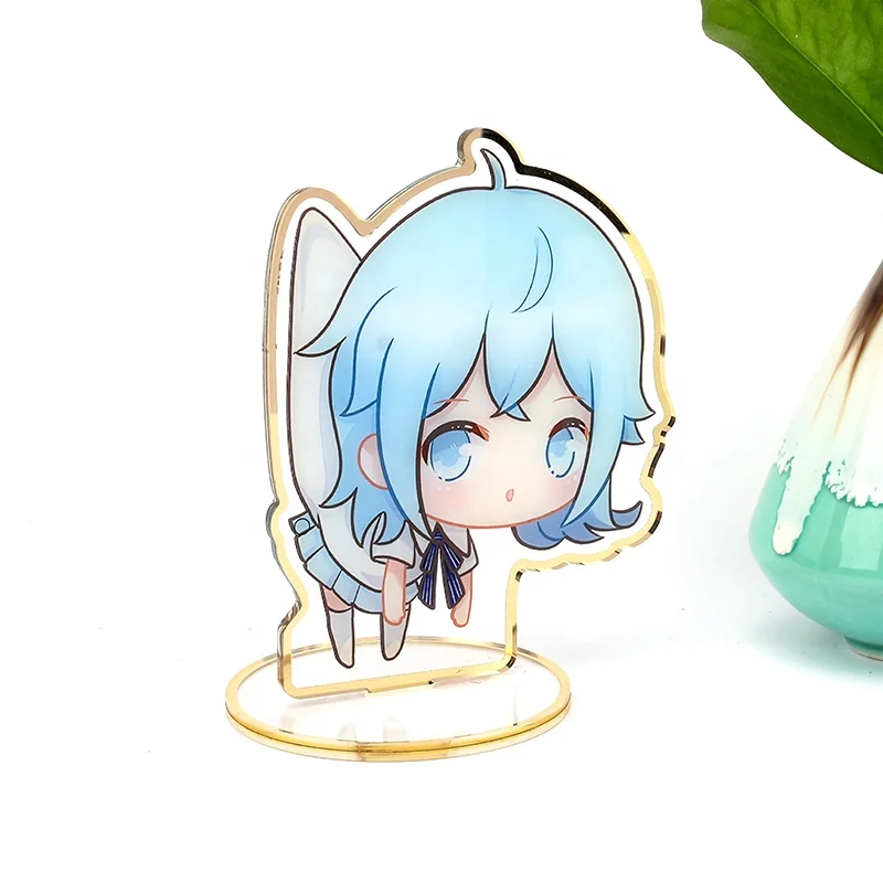 Vograce Clear Keychain Custom Acrylic  Stand Animation Stand Gold Edge Standee