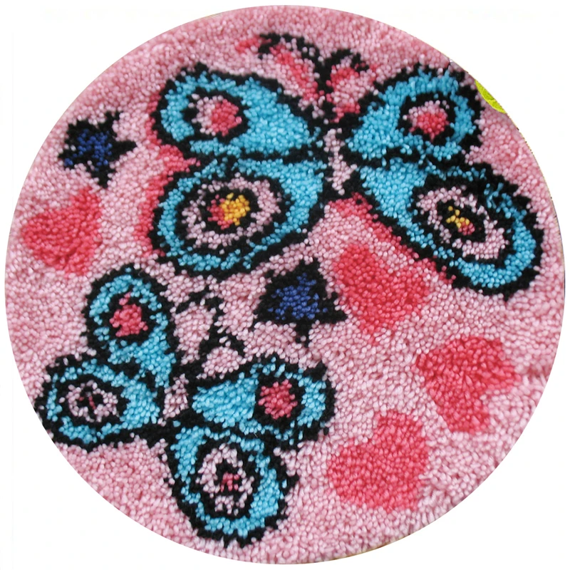 Cartoon DIY Latch Hook Rug Kits Unfinished Crocheting Tapestry Yarn Crochet Needlework Cushion Carpet Rug Animals butterfly with