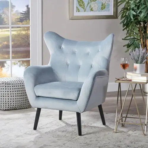 wide tufted velvet wingback chair