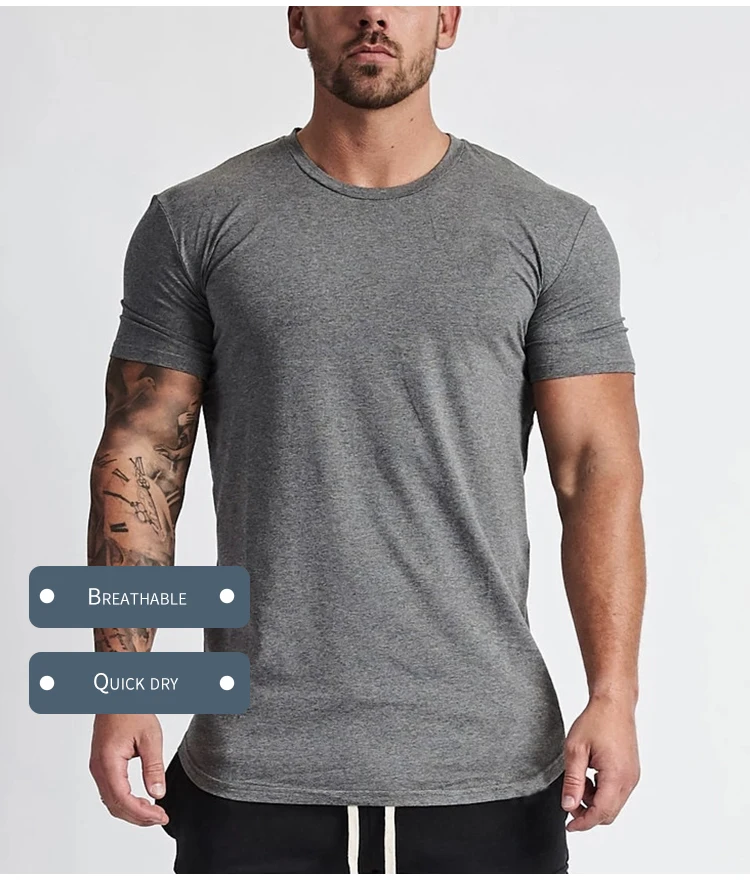 Custom Cotton Spandex Fitness T Shirt Moisture Wicking Men Workout Gym ...