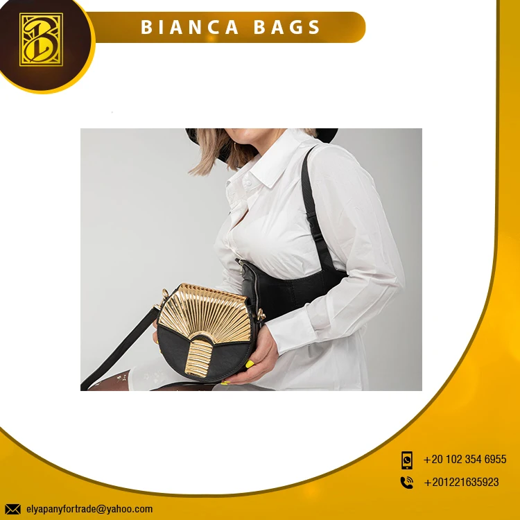 Fashionable Egypt artwork Bianca Bags Handmade from real leather and Handcrafted copper plated with 21 carot of gold