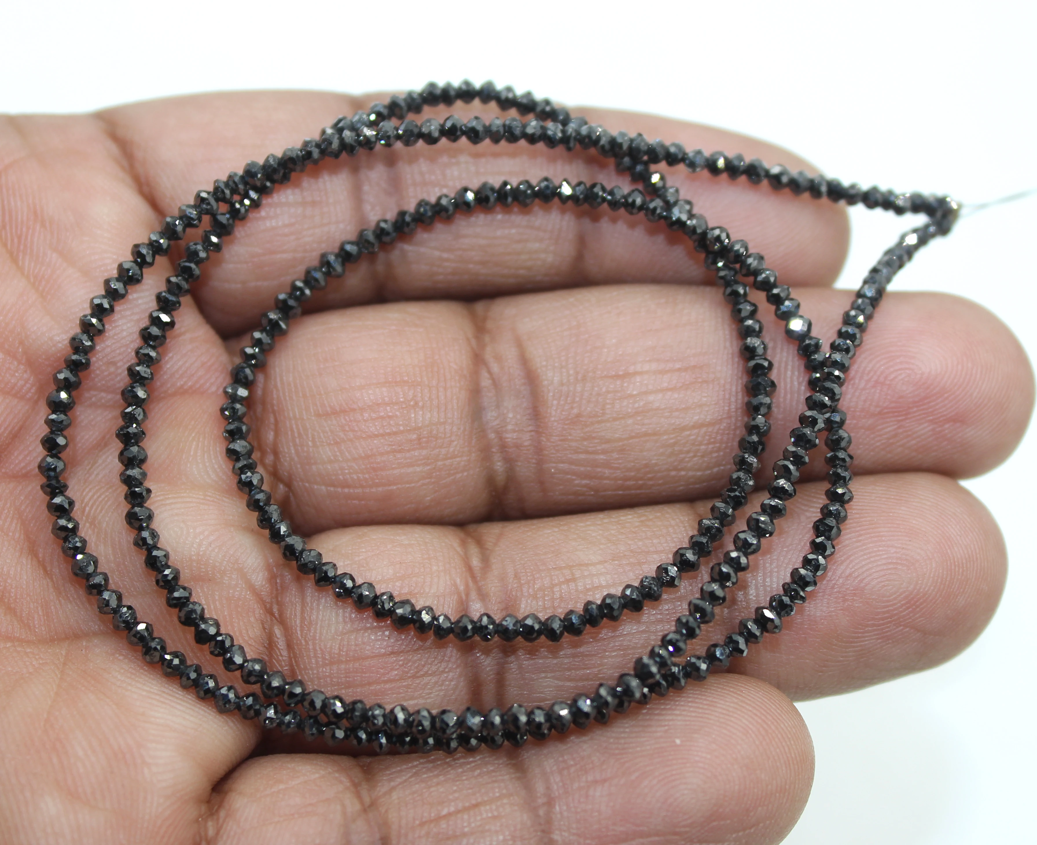 diamond cut black beads