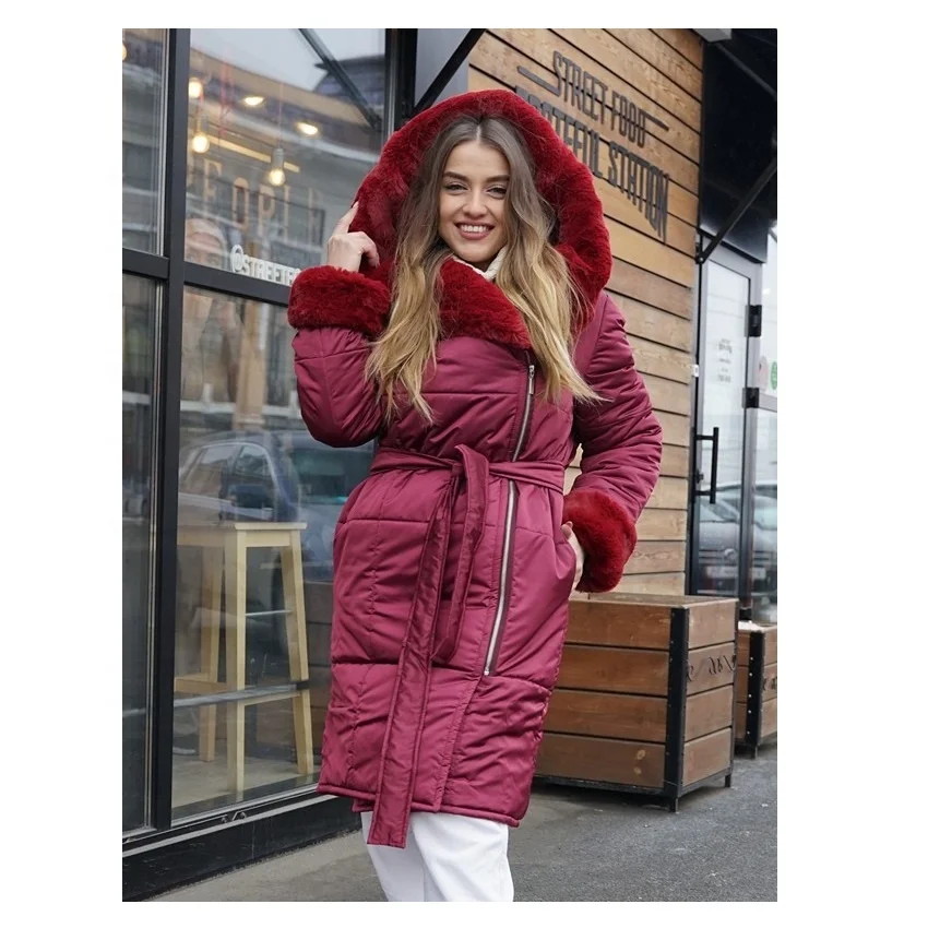 womens burgundy coat with hood