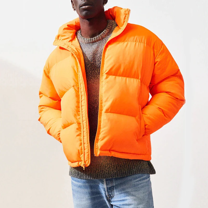 mens orange puffer jacket