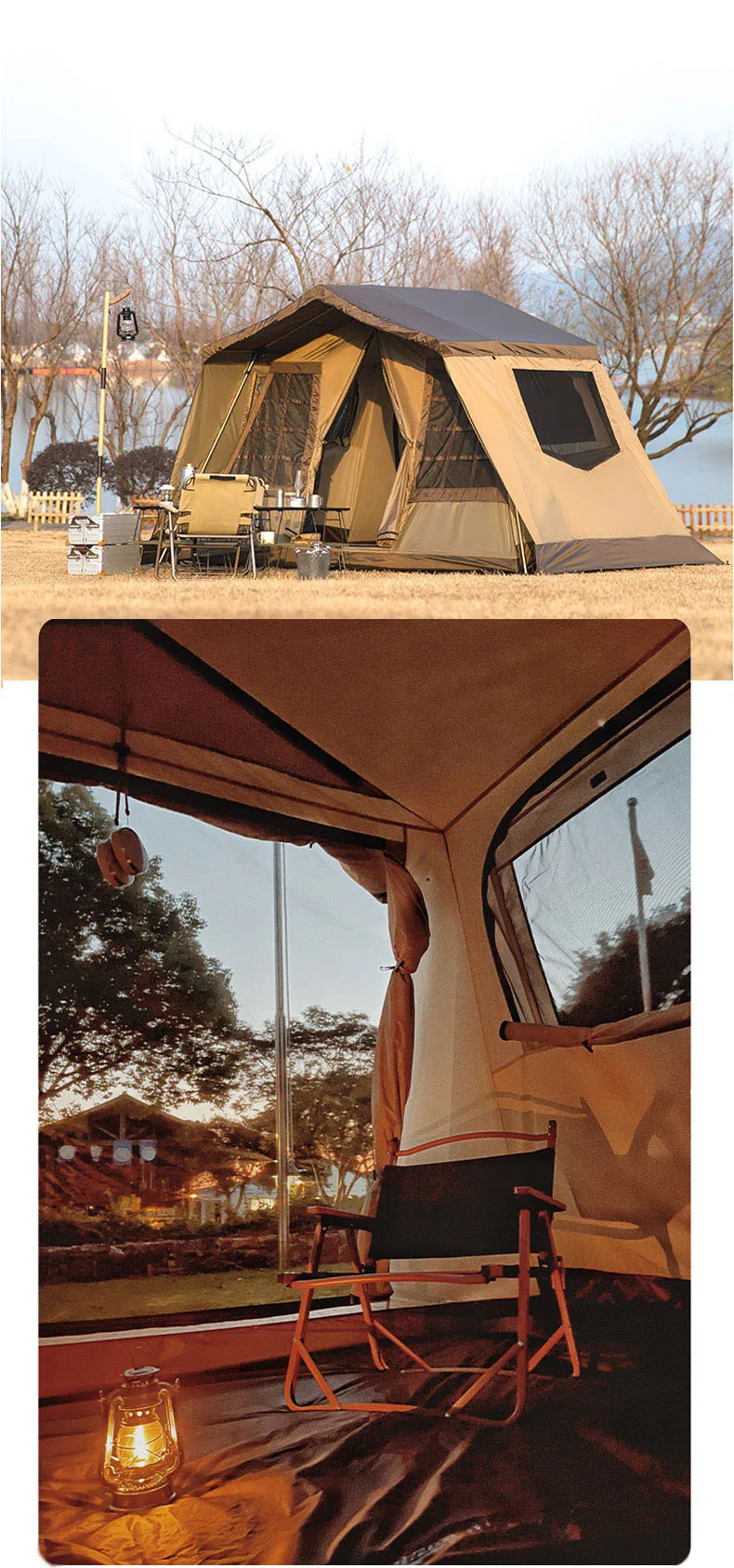 Outdoor Glamping Large Automatic Winter Camping Tents For 6 Person