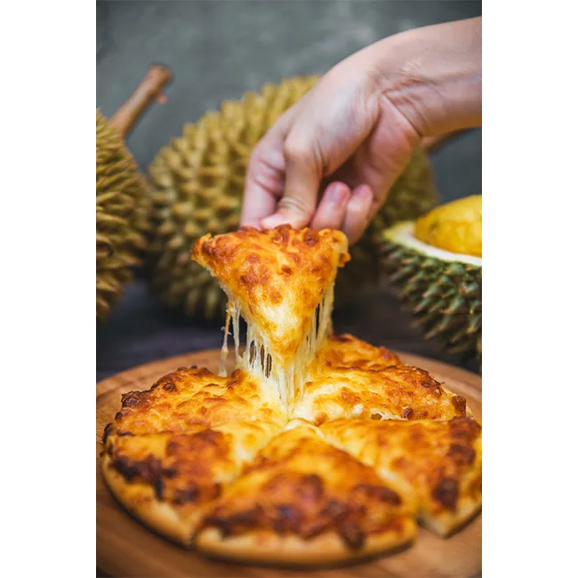 Muslim Friendly Frozen Durian Pizza Halal Certified Instant Rich Durian Cheesy Pizza Just Need Microwave or Oven