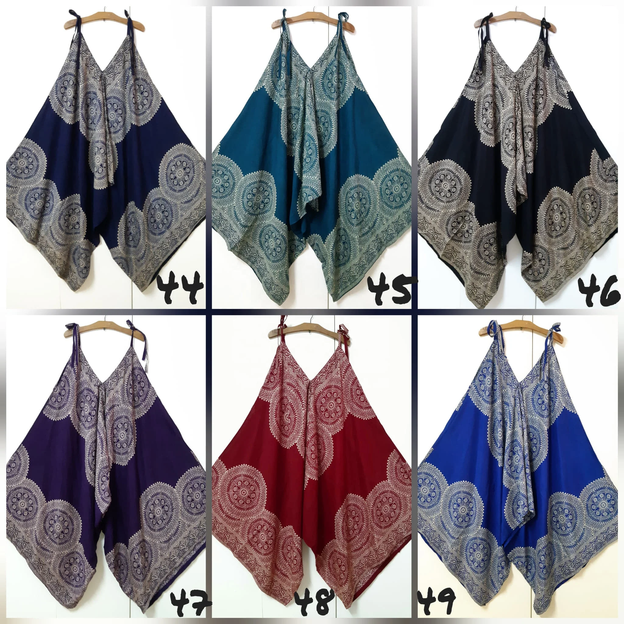 Комбинезон-шаровары Alladin в стиле хиппи в стиле бохо, комбинезон для йоги с широкими штанинами, комбинезон-шаровары с принтом мандалы в стиле арт-деко, пляжная одежда