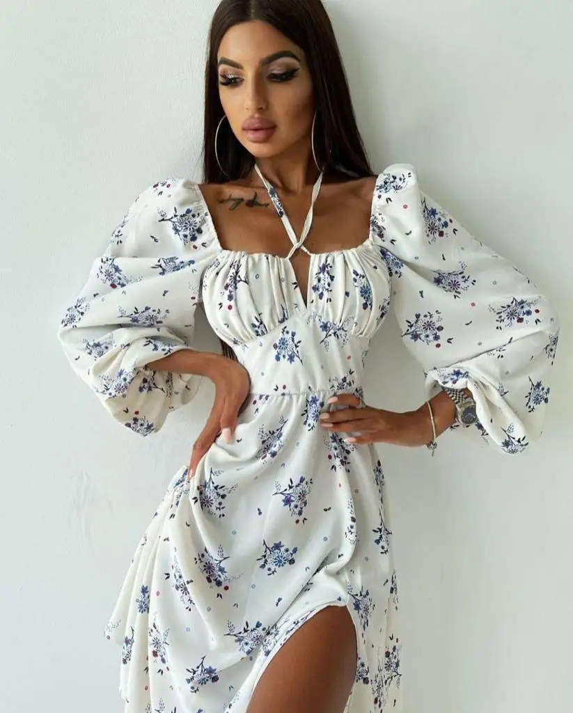 New Season Women Dresses Summer 2022 Floral Print Boho Beach Dress ...