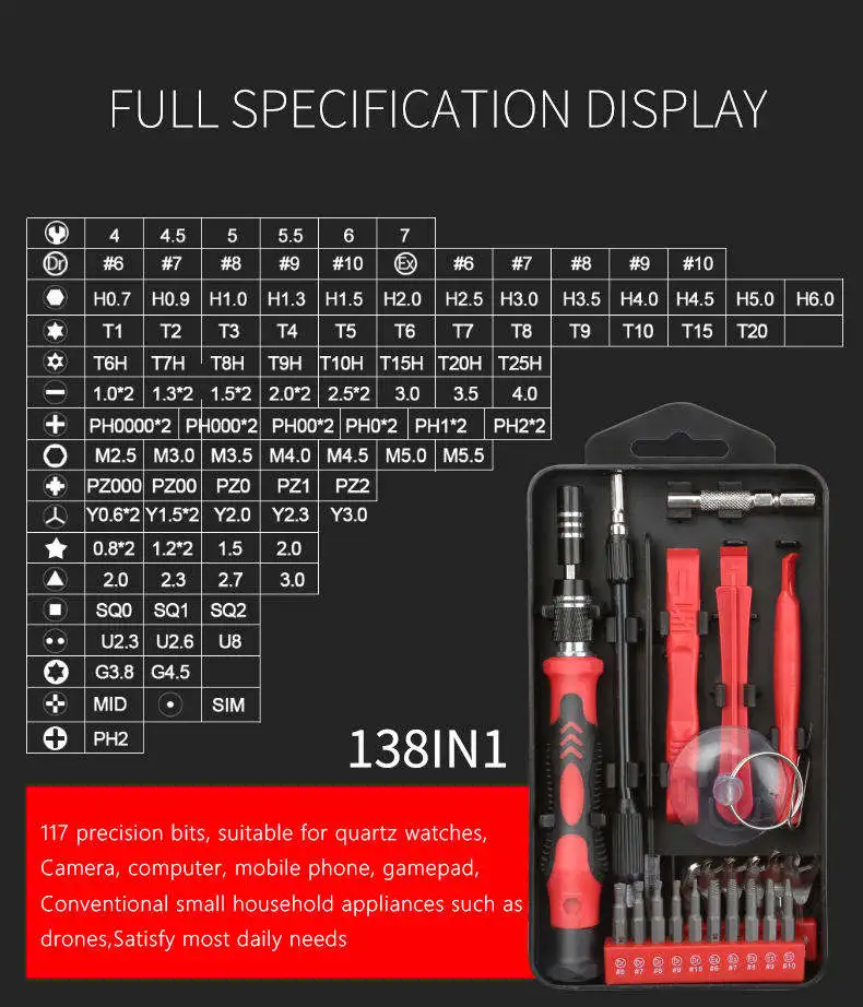 Oem Odm 138 In 1 Mini Precision Electrician Screwdriver Set