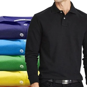Summer 200g Cotton Easily Washed Men Polo T shirts/2021 Round neck Long sleeve men's T-shirt