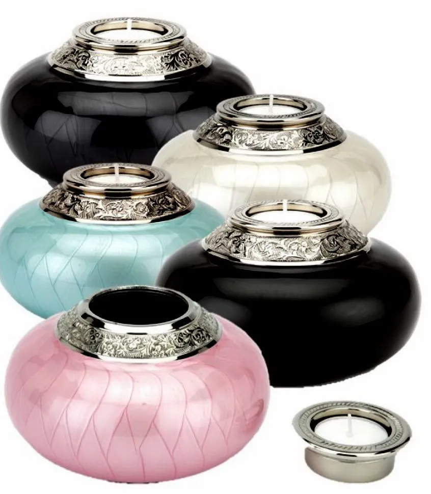 The Brass Tealight Candle Cremation Urn In White And Silver Is A Multi