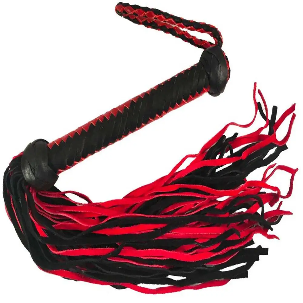 ROLLING THUNDER RED 9 PLAITED TAIL Leather Flogger Whip Horse Training Tool 