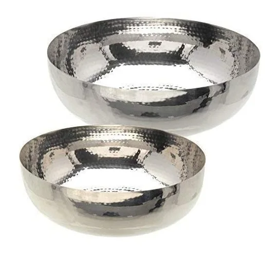 ø 36,5 cm Aluminium Decorative Dish Alu Fruit bowl Silber Hammered 