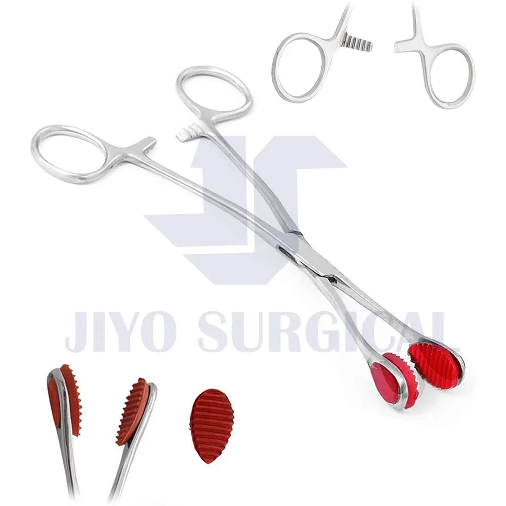DDP Young Tongue Forceps – 4 Pieces, Locking, With Removable Corrugated Rubber Tips, General Surgery