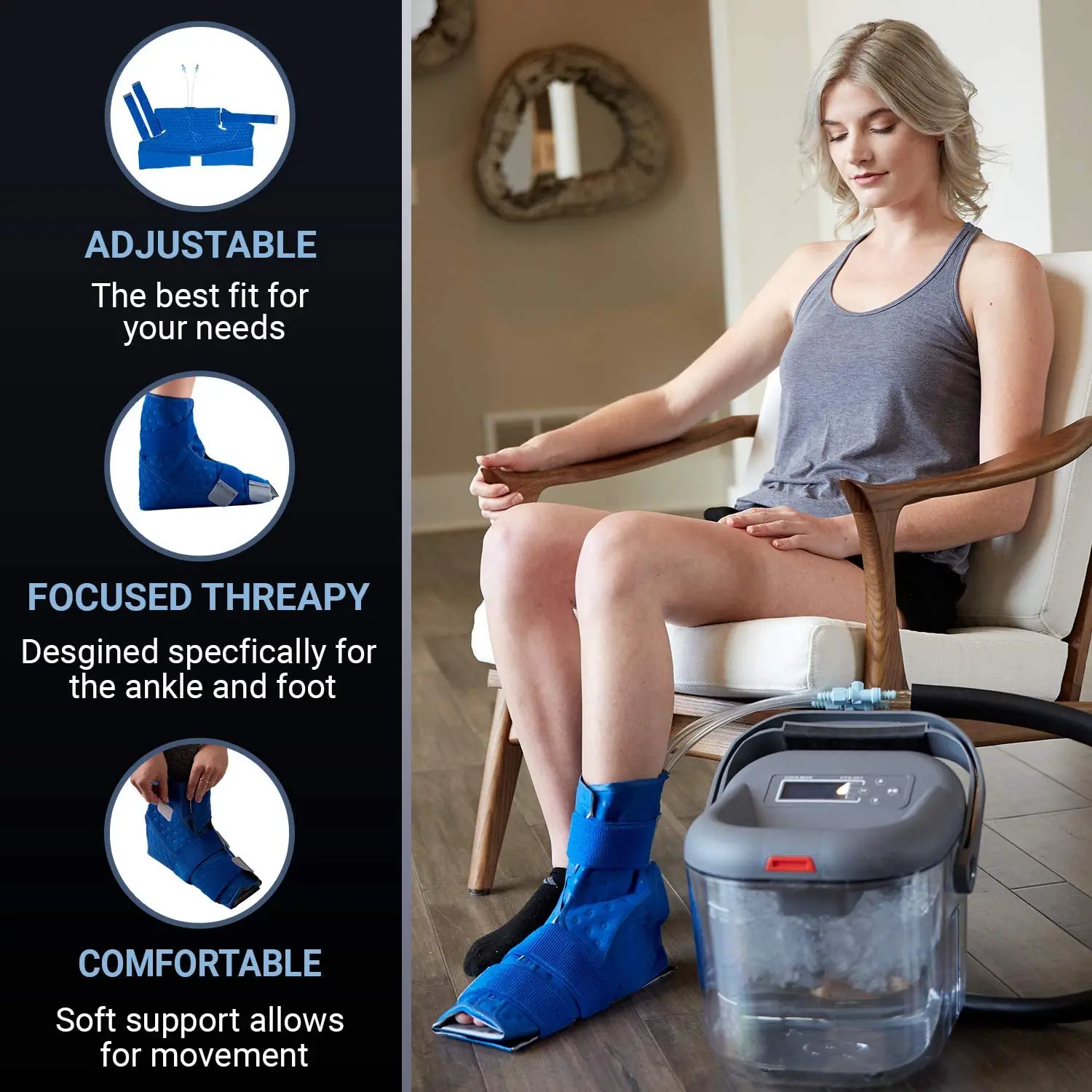 Pmt Cold Water Therapy Ankle & Foot Wrap Cryotherapy Unit Pad Only For