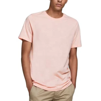 Light Pink Custom Embroidery Printing logo short Sleeve O Neck T Shirt Wholesale Cheap Price Men's 100%cotton T-shirts