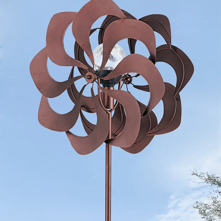 Copper Wind Spinner 3D  Light Outdoor Sculpture Spiral Metal Wind Spinner Customized Color